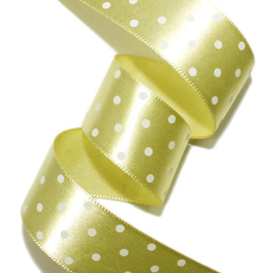 ドットプリントサテン light yellow/white 幅15/25㎜ 長さ14M