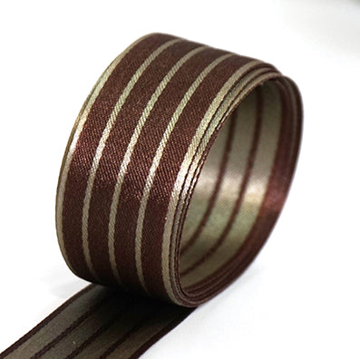 #24 deep brown 両面ストライプサテン 幅15㎜ 長さ45M