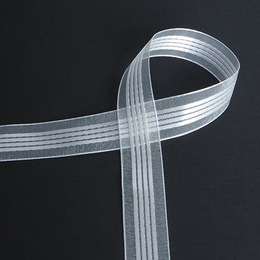 #08 白(しろ) ４つラインオーガンジー 幅15/25/38ｍｍ 長さ45M