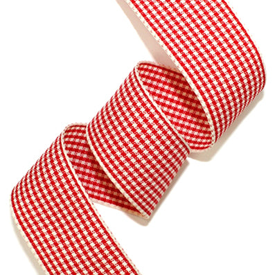 #14 red/cream 小紋チェックリボン 幅15/25㎜ 長さ45M