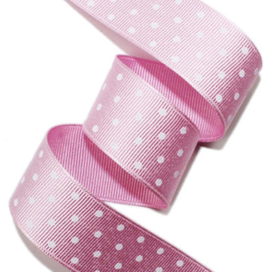 ドットプリントグログラン Pink/White 幅15㎜ 長さ22M