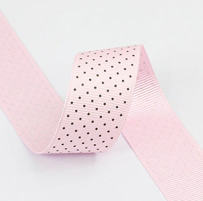 #07 light pink/black ミニドットプリントグログラン 幅5/15/25㎜ 長さ22/90M